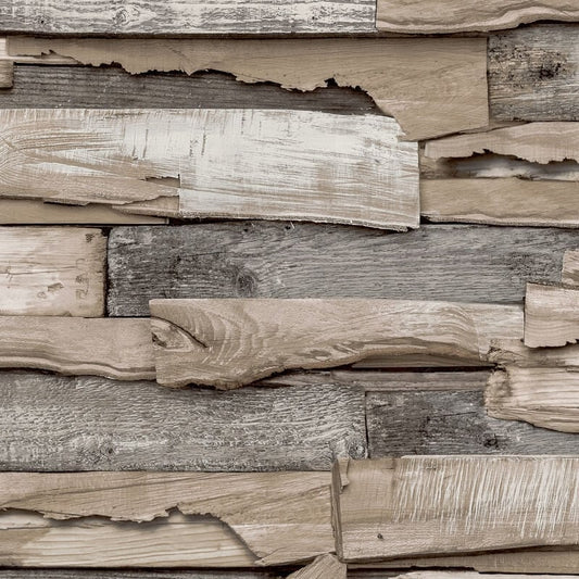 Malay Wood Panel Wallpaper - Natural - Grandeco - WL1002Wallpaper199