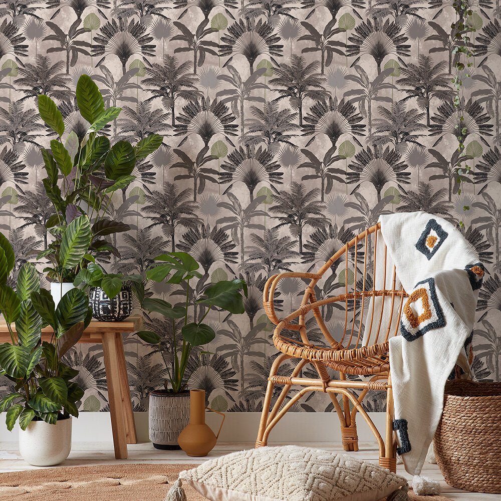 Malaysian Wallpaper - Blush/Charcoal - Furn - MALPALM/WP1/BCHWallpaper199