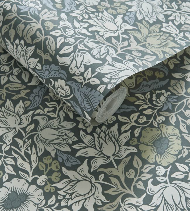 Mallow Wallpaper - Slate/Dove - W0173/01 - Clarke & ClarkeWallpaper199