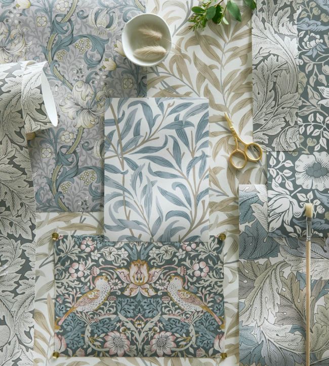 Mallow Wallpaper - Slate/Dove - W0173/01 - Clarke & ClarkeWallpaper199