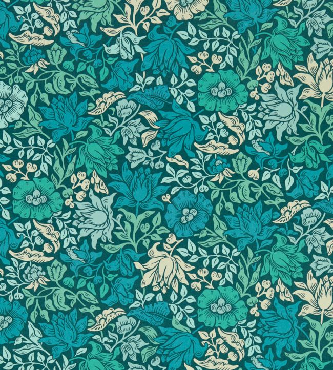 Mallow Wallpaper - Teal - W0173/02 - Clarke & ClarkeWallpaper199