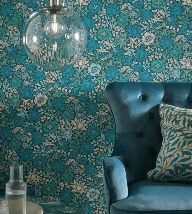 Mallow Wallpaper - Teal - W0173/02 - Clarke & ClarkeWallpaper199
