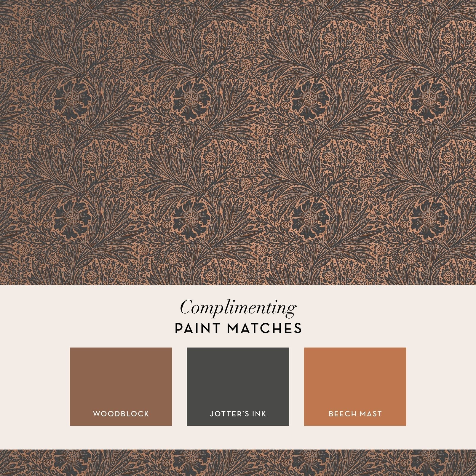 Marigold Fibrous Wallpaper - Charcoal - 124254 - William Morris AHWallpaper199