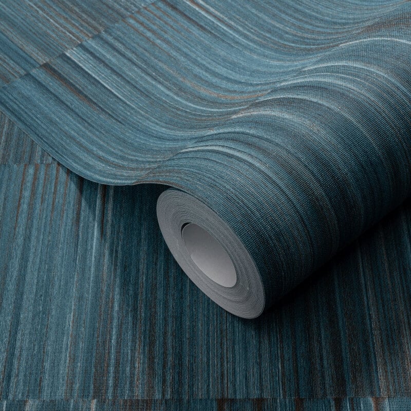 Martinique Linear Texture Wallpaper - Teal - Erismann - 10398 - 19Wallpaper199