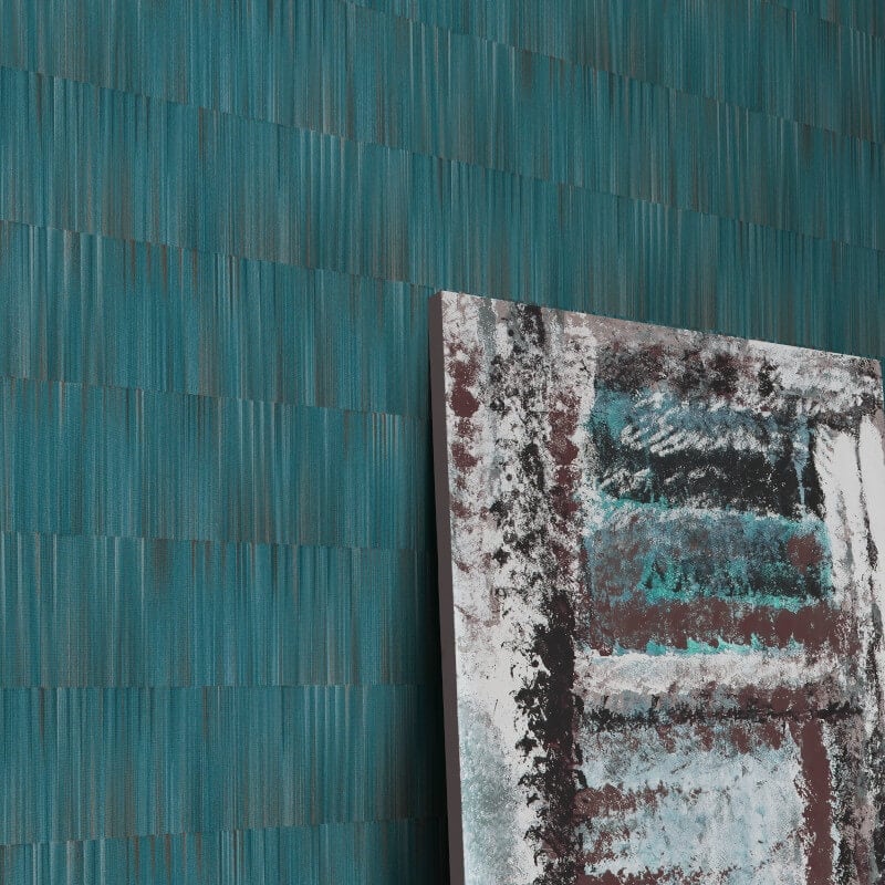 Martinique Linear Texture Wallpaper - Teal - Erismann - 10398 - 19Wallpaper199
