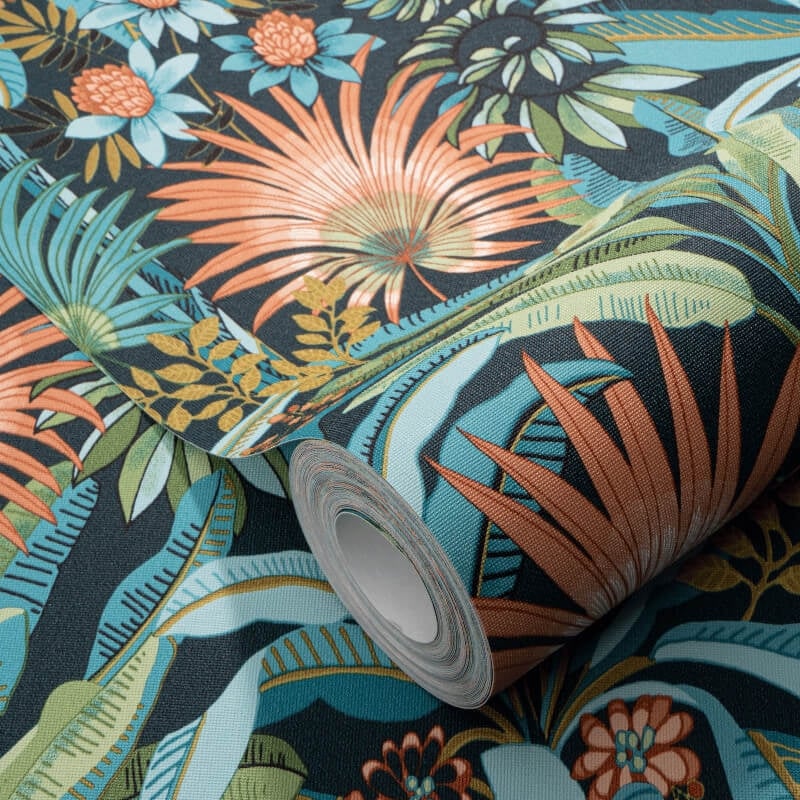 Martinique Tropical Wallpaper - Teal Multi - Erismann - 10390 - 19Wallpaper199