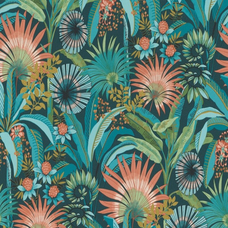 Martinique Tropical Wallpaper - Teal Multi - Erismann - 10390 - 19Wallpaper199