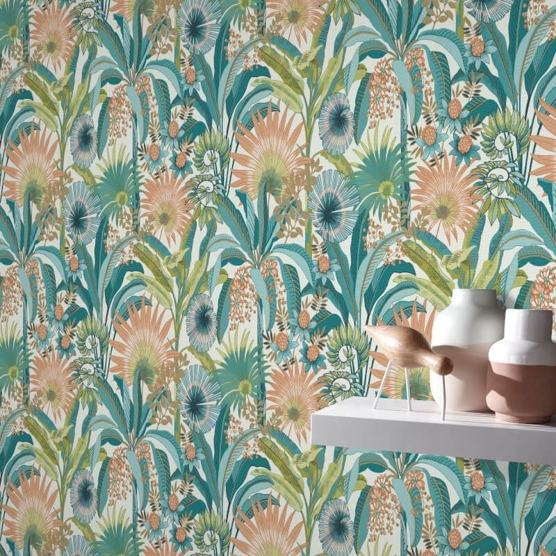 Martinique Tropical Wallpaper - White Multi - Erismann - 10390 - 18Wallpaper199