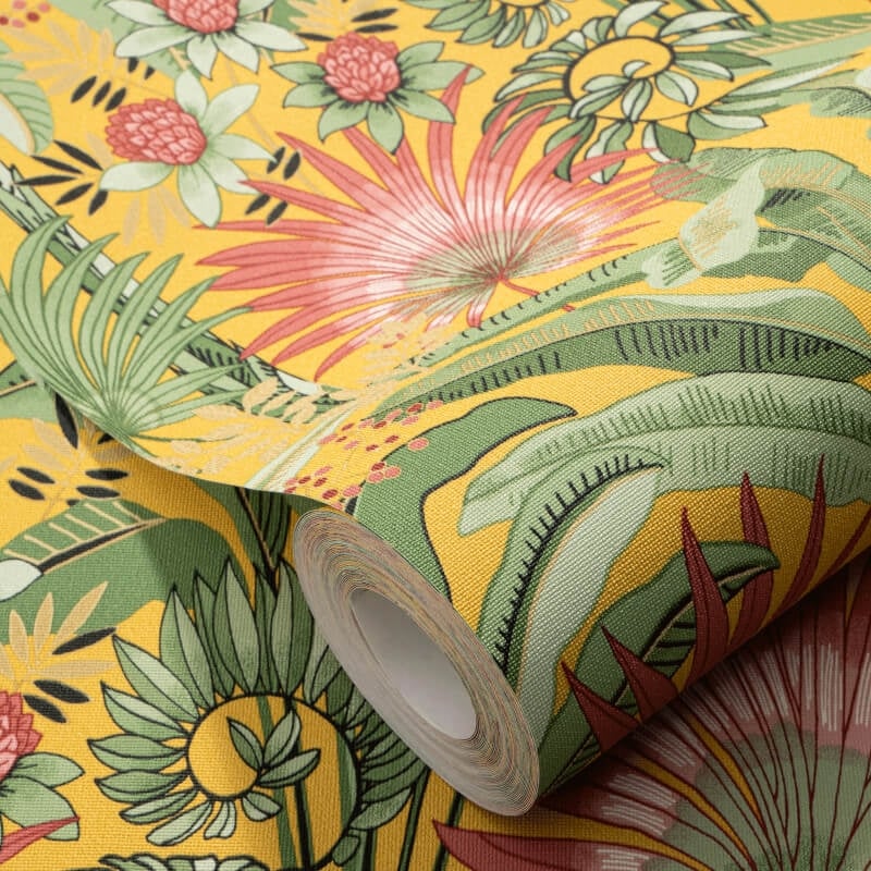 Martinique Tropical Wallpaper - Yellow Multi - Erismann - 10390 - 20Wallpaper199