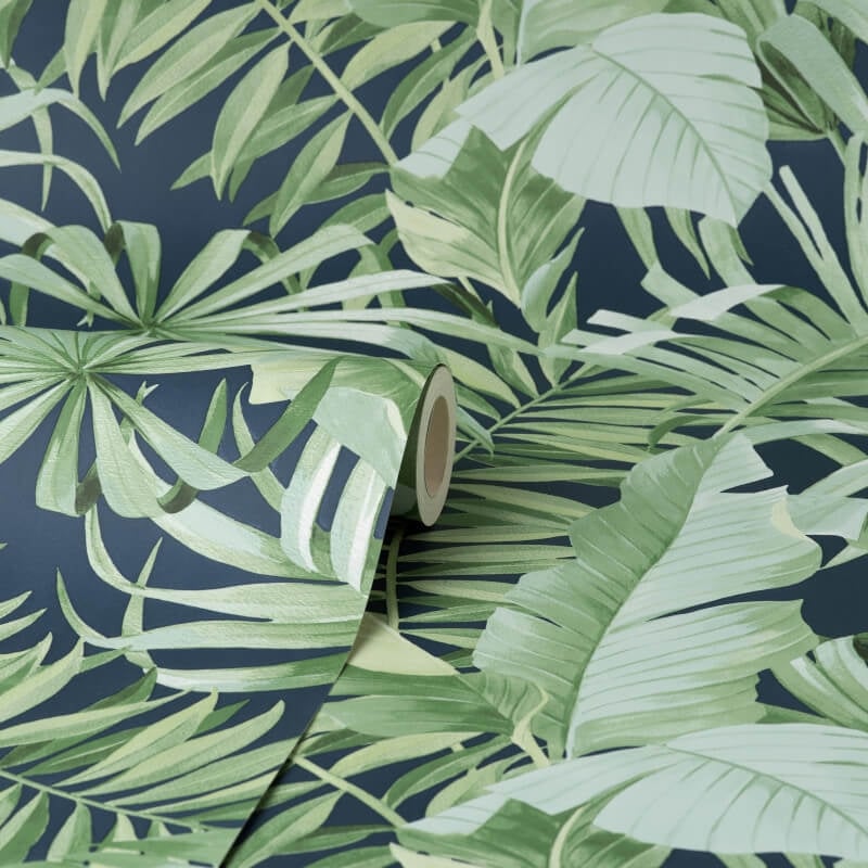 Maui Tropical Wallpaper - Navy Blue - Fine Décor - FD42851Wallpaper199