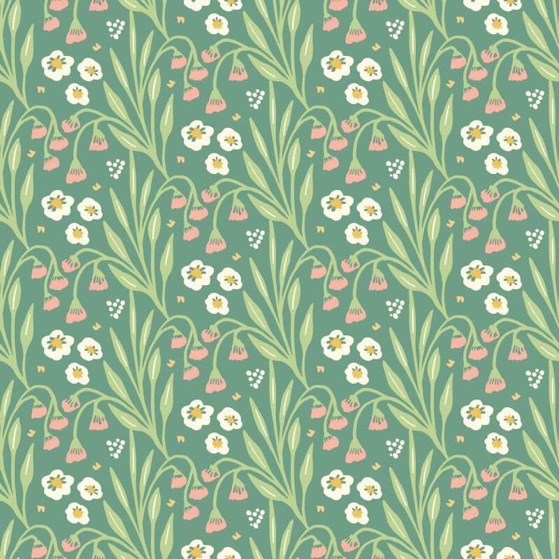 Meadow Stripe Wallpaper - Leaf/Peony - Hoopla Walls - HWA1215WWallpaper199