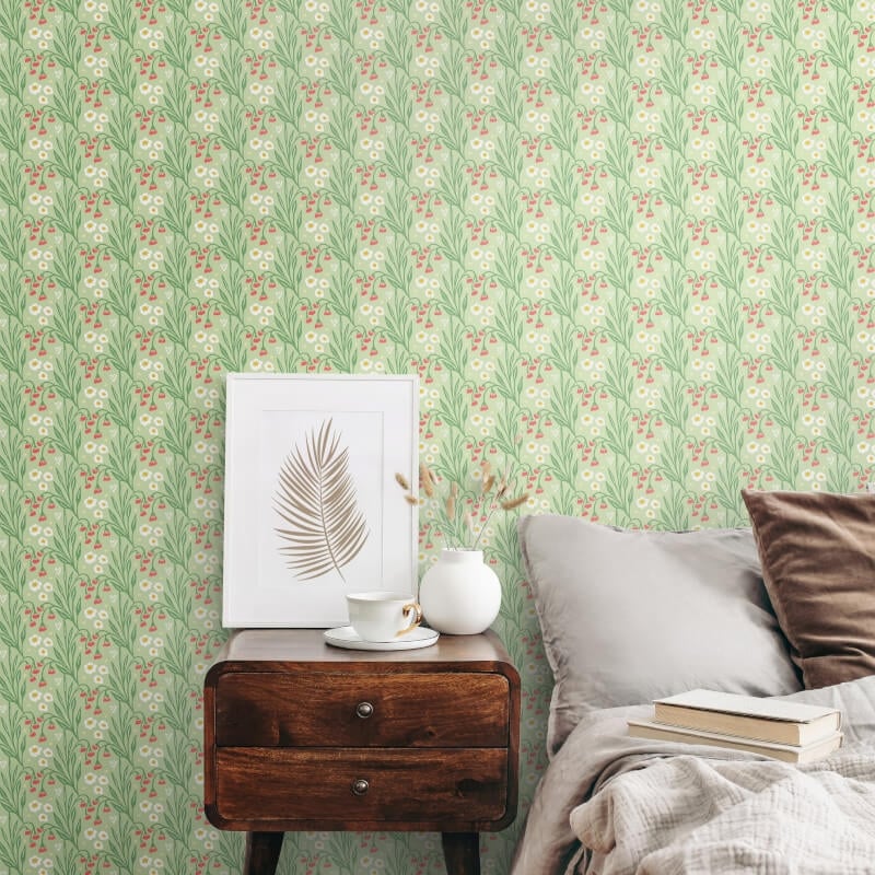 Meadow Stripe Wallpaper - Pistachio - Hoopla Walls - HWA1214WWallpaper199