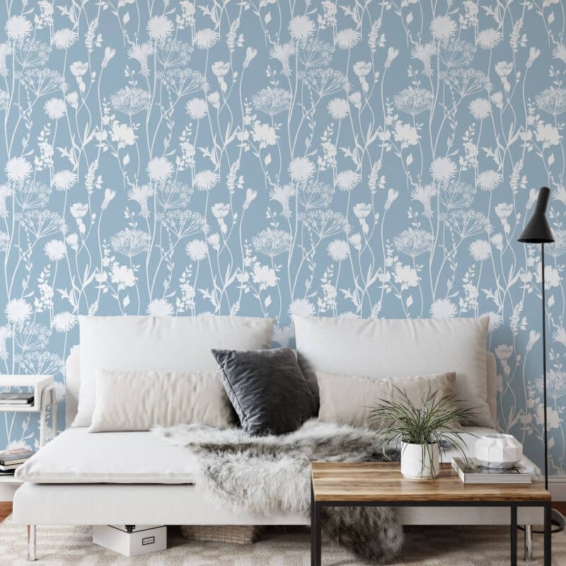 Meadowsweet Floral Wallpaper - Blue - Catherine Lansfield - 165583Wallpaper199