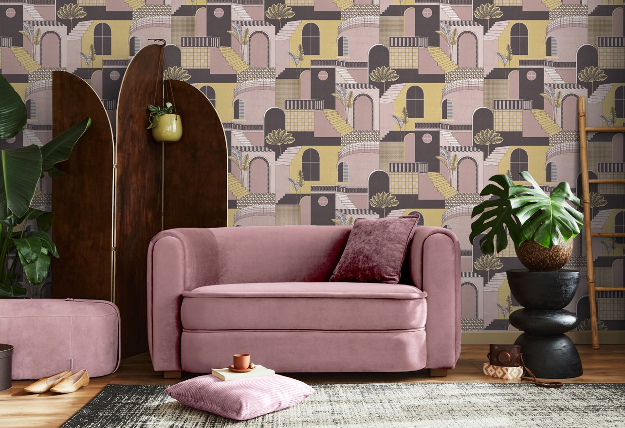 Medina Wallpaper - Pink/Yellow - Holden Décor - 13102Wallpaper199
