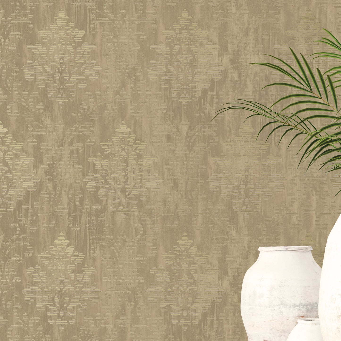 Metallic FX Rustic Damask Wallpaper - Deep Gold - Galerie - W78178Wallpaper199