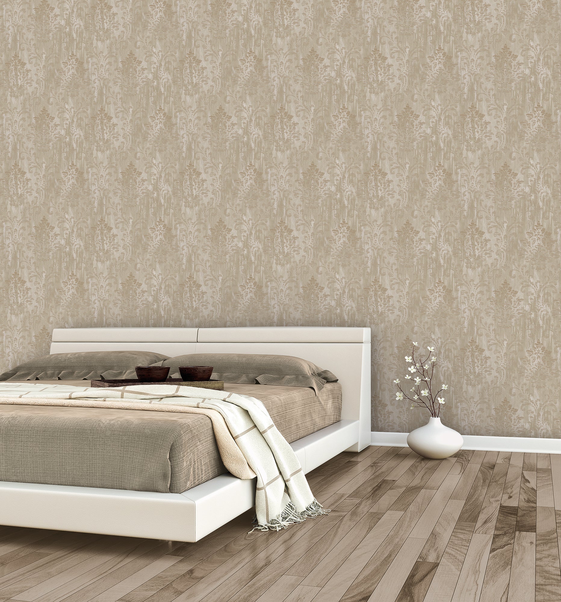 Metallic FX Rustic Damask Wallpaper - Gold - Galerie - W78177Wallpaper199