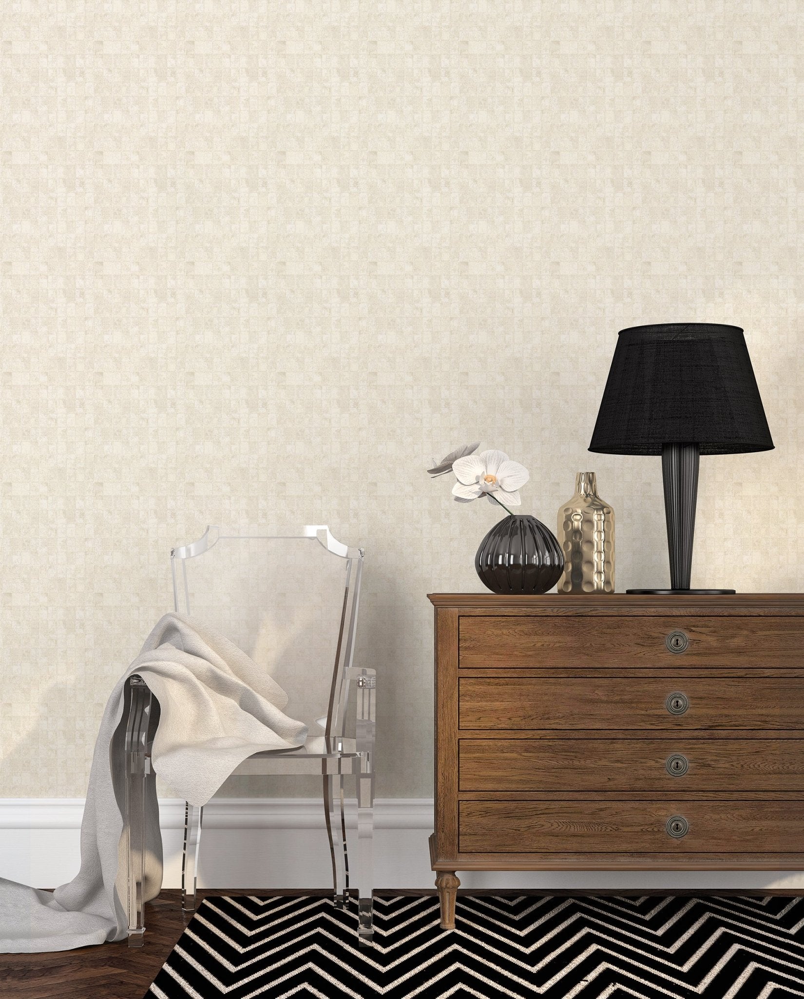 Metallic FX Tile Wallpaper - Cream - Galerie - W78212Wallpaper199