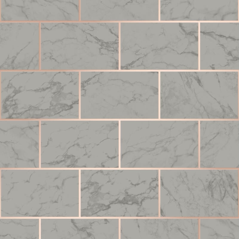 Metro Brick Marble Effect Metallic Wallpaper - Charcoal - Crown - M1511Wallpaper199