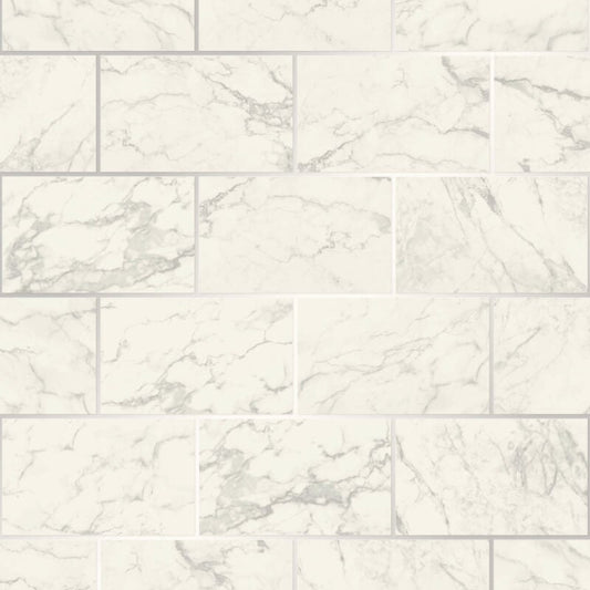Metro Brick Marble Effect Metallic Wallpaper - Silver - Crown - M1509Wallpaper199