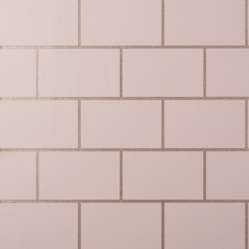 Metro Tile Metallic Wallpaper - Blush/Rose - Crown - M1635Wallpaper199