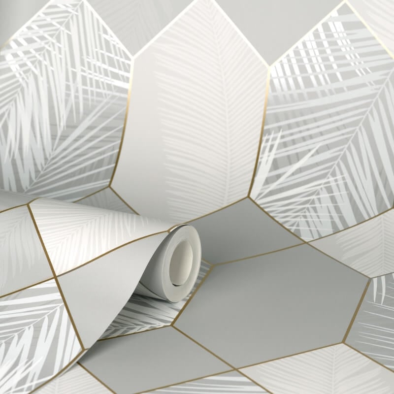 Miami Geo Metallic Wallpaper - Grey/Silver - Fine Décor - FD42835Wallpaper199