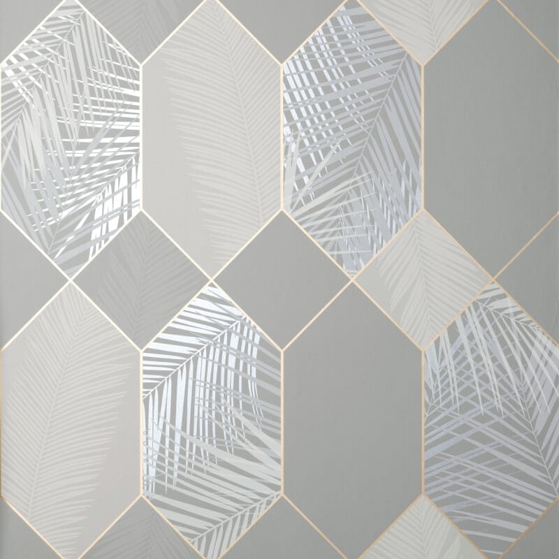 Miami Geo Metallic Wallpaper - Grey/Silver - Fine Décor - FD42835Wallpaper199