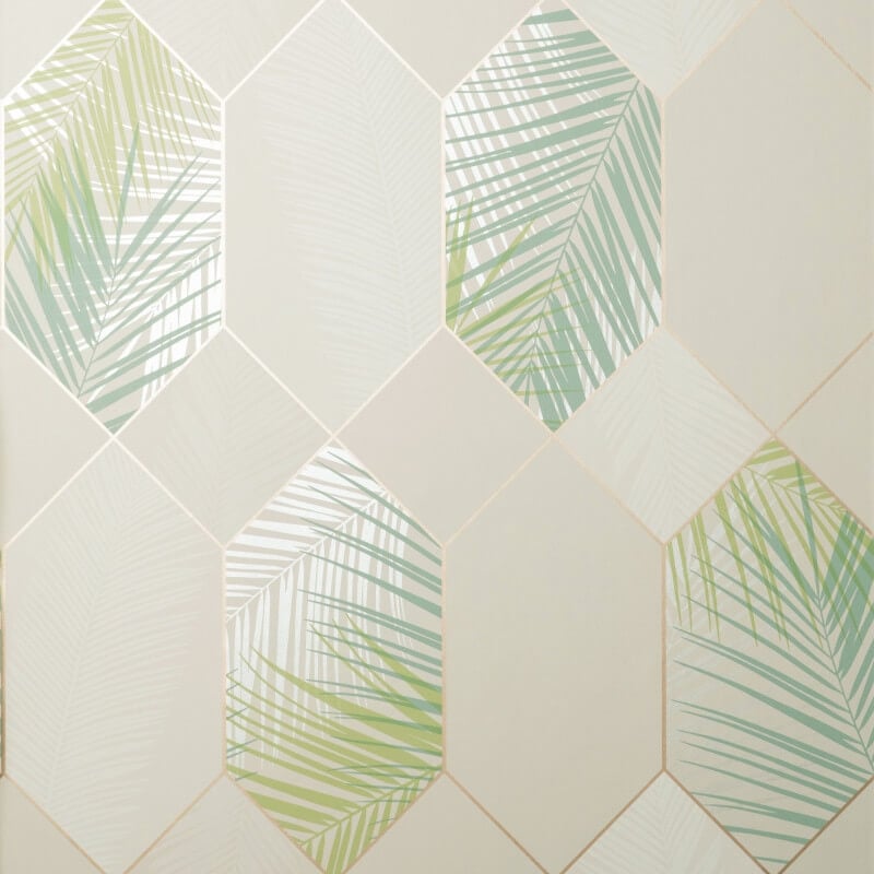 Miami Geo Metallic Wallpaper - Natural/Green - Fine Décor - FD42834Wallpaper199