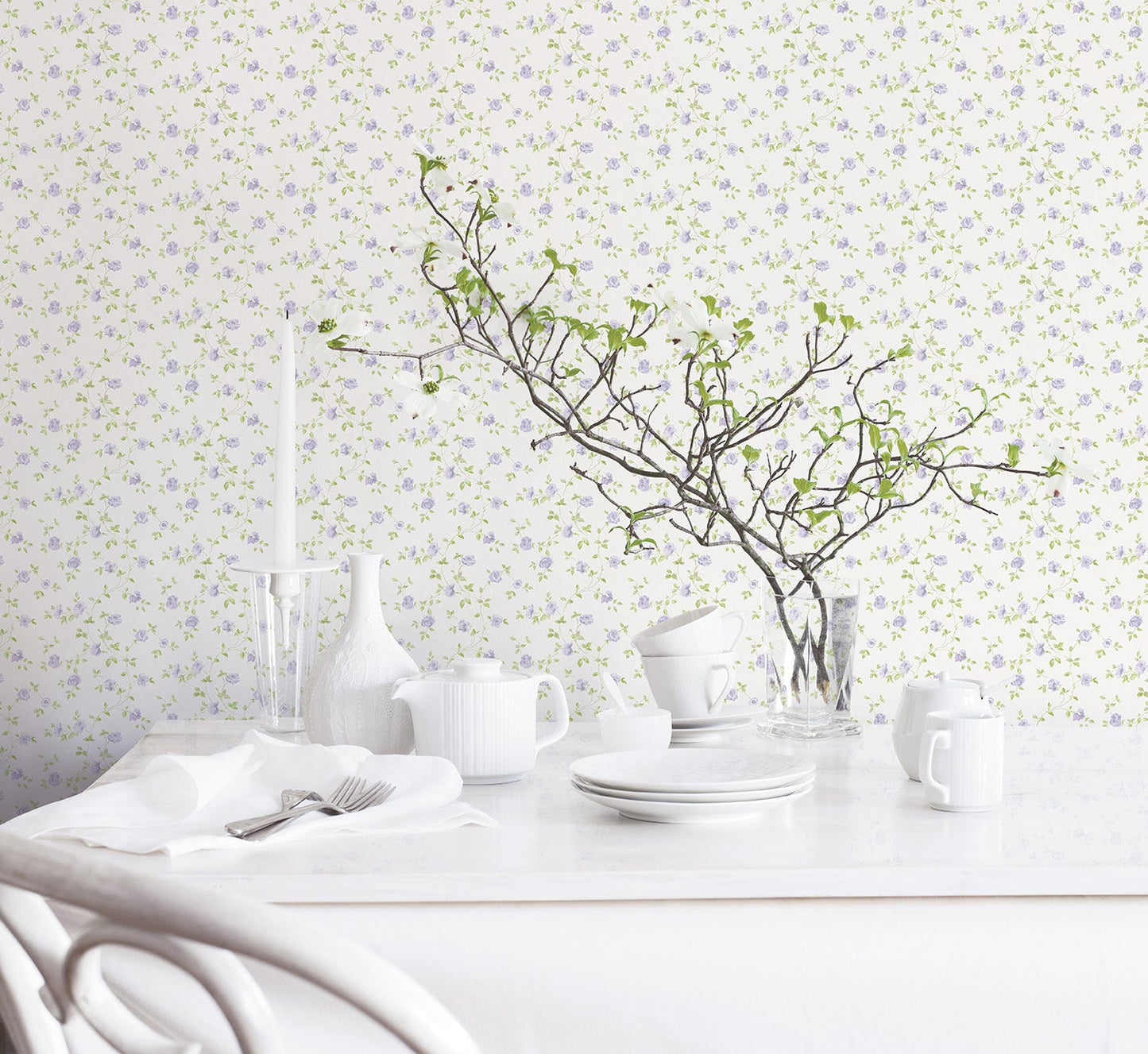 Miniatures 2 Mini Roses Wallpaper - Lilac / Green - Galerie - G67890Wallpaper199