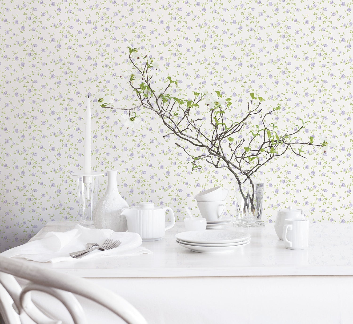 Miniatures 2 Mini Roses Wallpaper - Lilac / Green - Galerie - G67890Wallpaper199