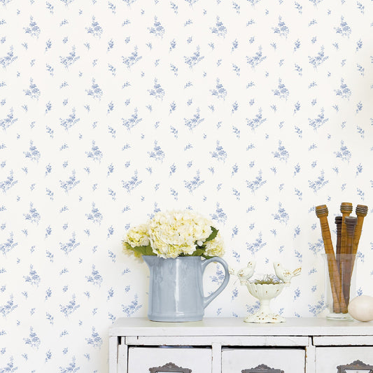 Miniatures 2 Rose Bouquets Wallpaper - Blue - Galerie - G67915Wallpaper199
