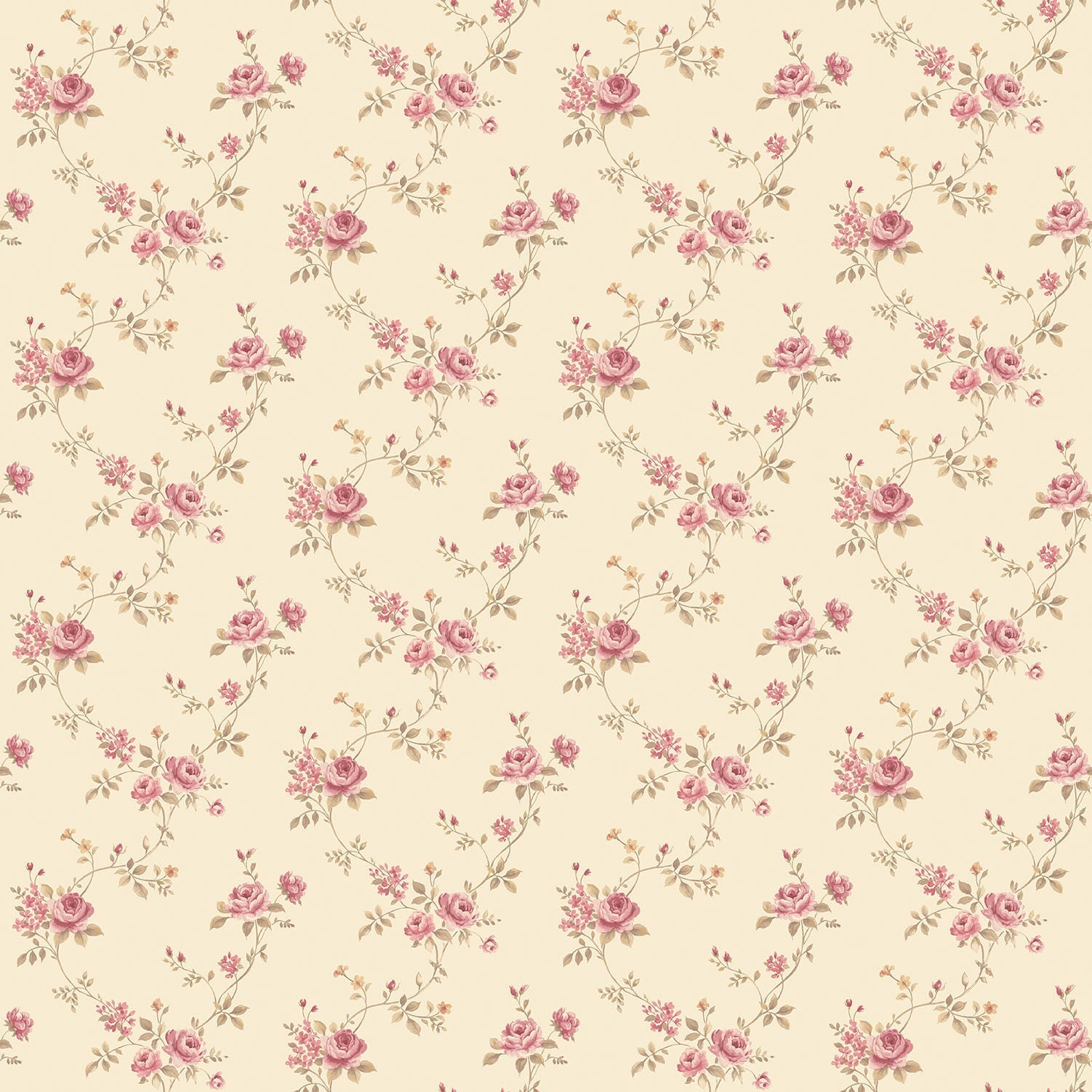 Miniatures 2 Small Roses Wallpaper - Pink / Beige - Galerie - G67893Wallpaper199