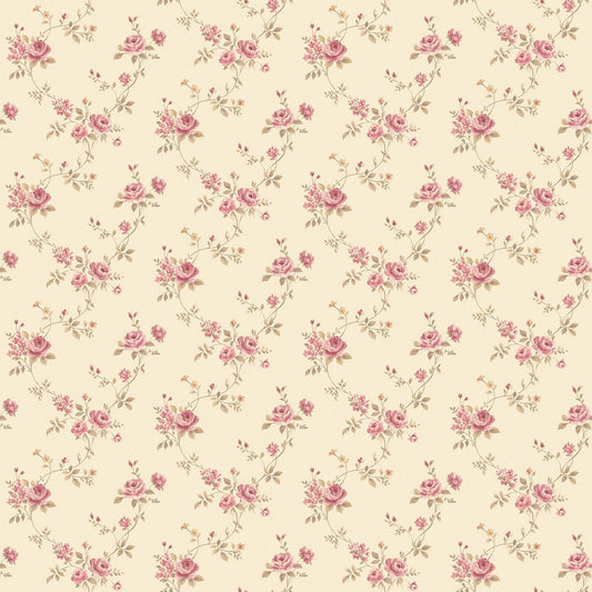 Miniatures 2 Small Roses Wallpaper - Pink / Beige - Galerie - G67893Wallpaper199