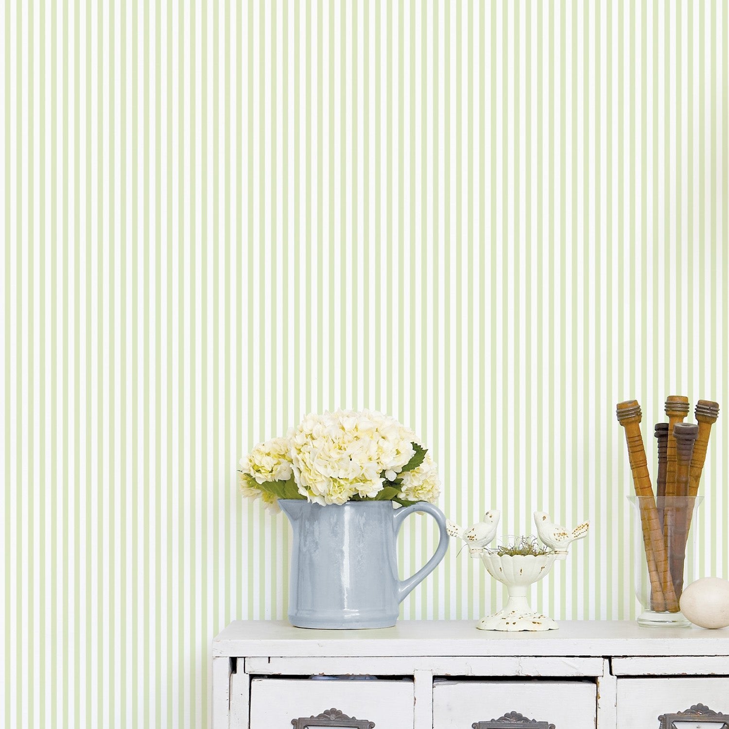 Miniatures 2 Tiny Stripe Wallpaper - Green / White - Galerie - G67910Wallpaper199