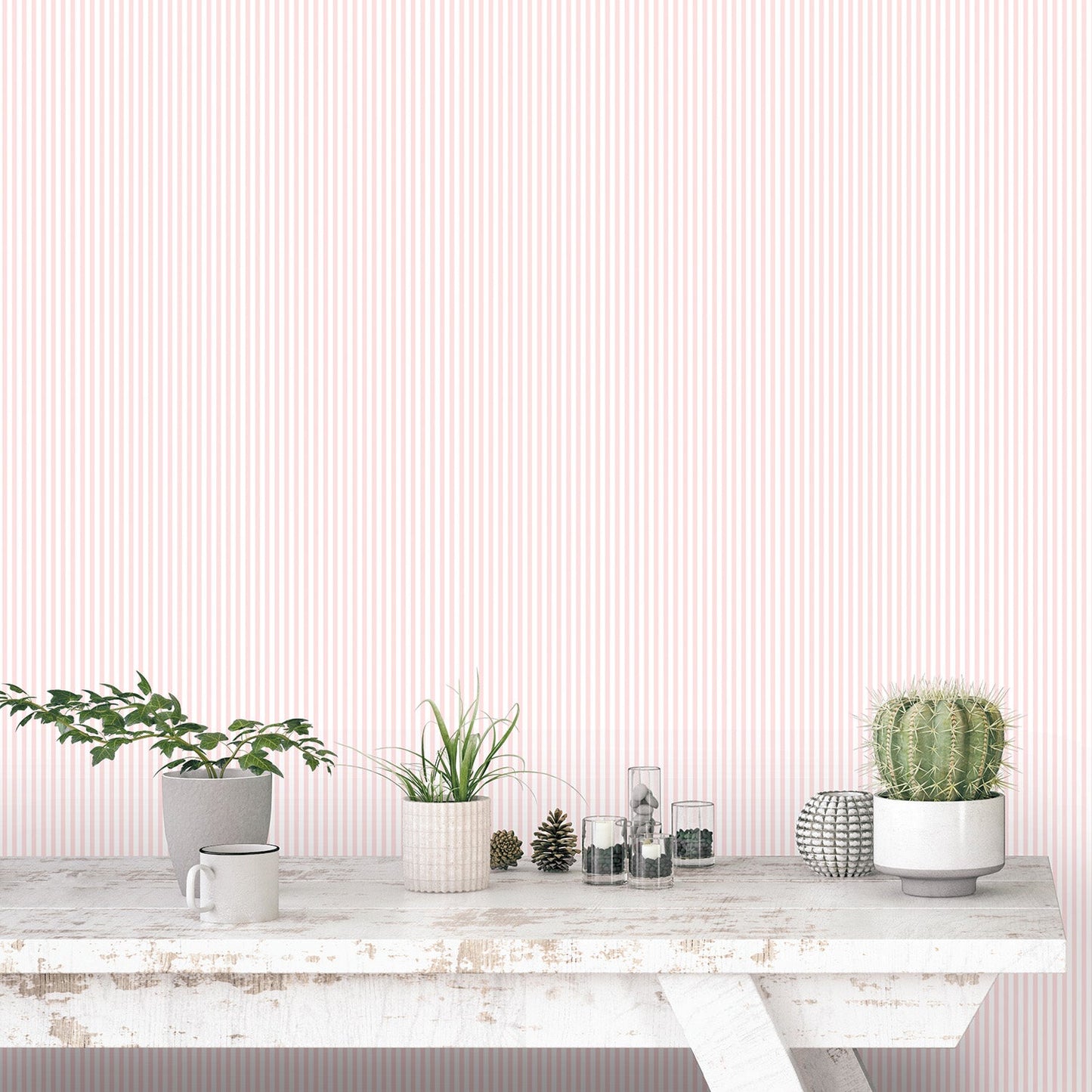 Miniatures 2 Tiny Stripe Wallpaper - Pink / White - Galerie - G67912Wallpaper199