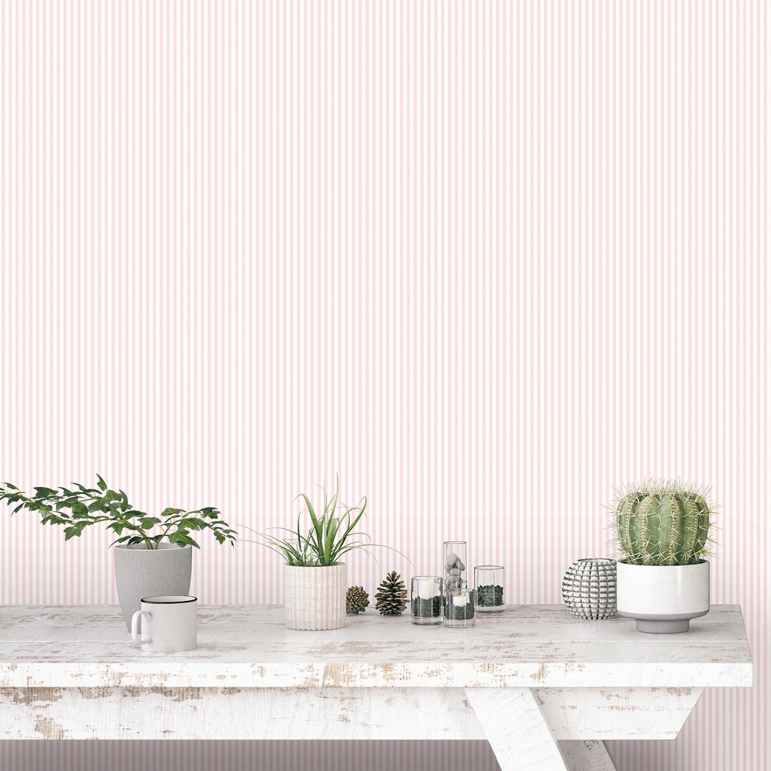 Miniatures 2 Tiny Stripe Wallpaper - Pink / White - Galerie - G67912Wallpaper199