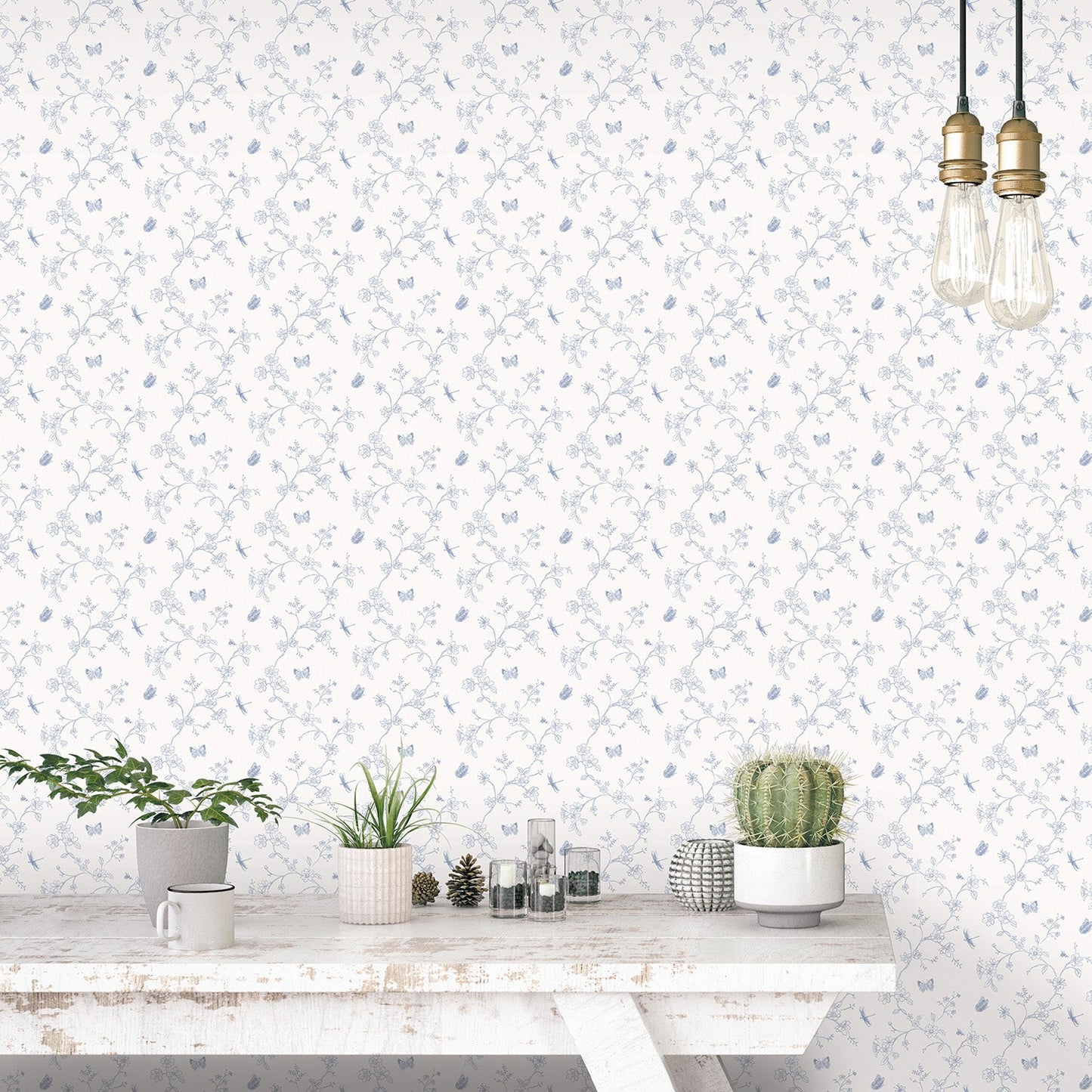 Miniatures 2 Trellis Butterfly Wallpaper - Blue - Galerie - G67851Wallpaper199