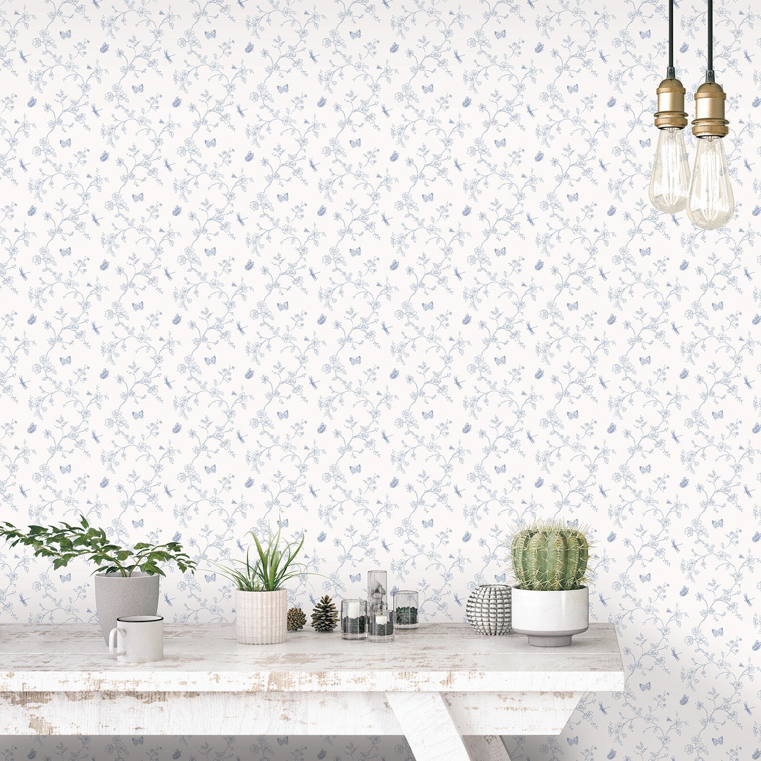 Miniatures 2 Trellis Butterfly Wallpaper - Blue - Galerie - G67851Wallpaper199