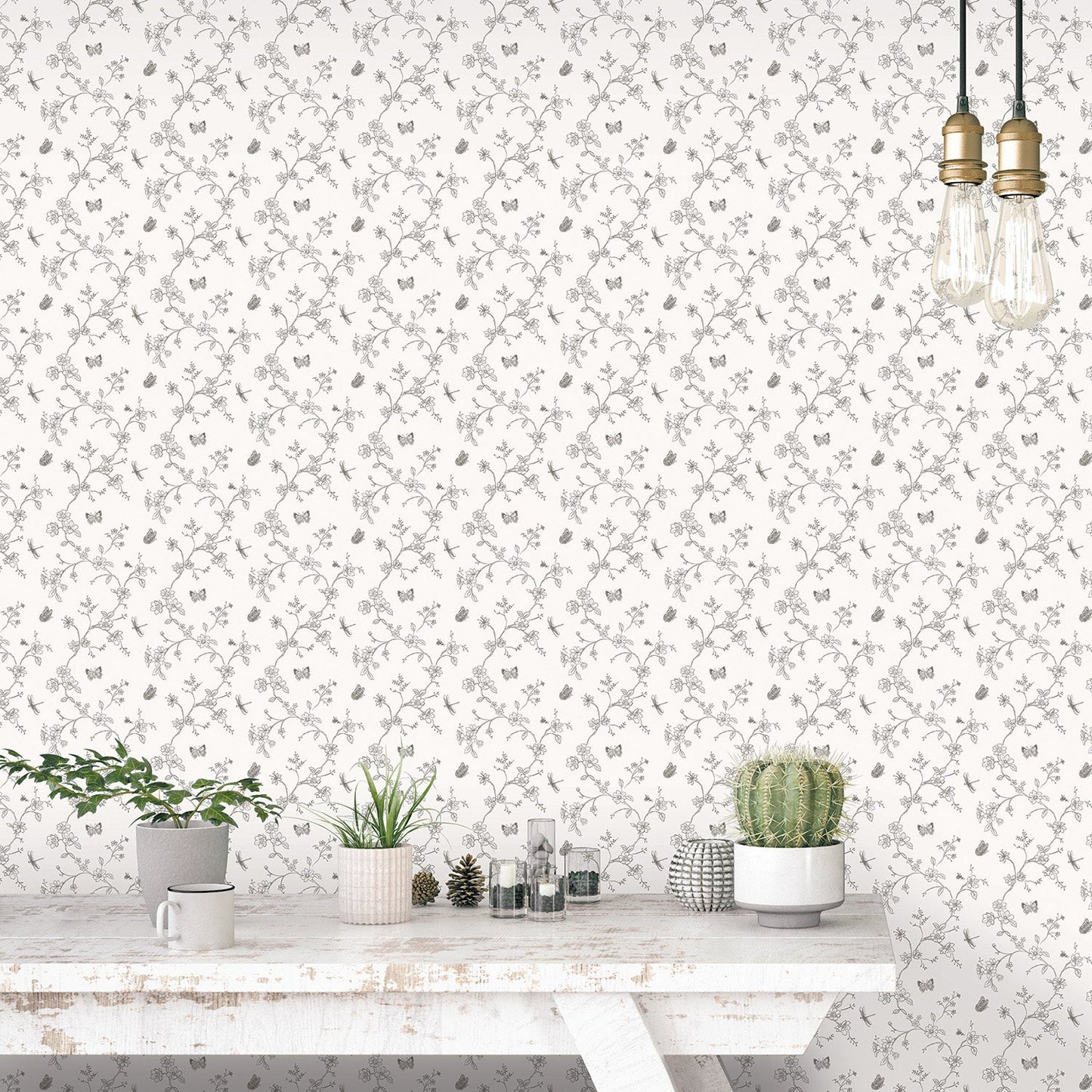 Miniatures 2 Trellis Butterfly Wallpaper - Charocal - Galerie - G67850Wallpaper199