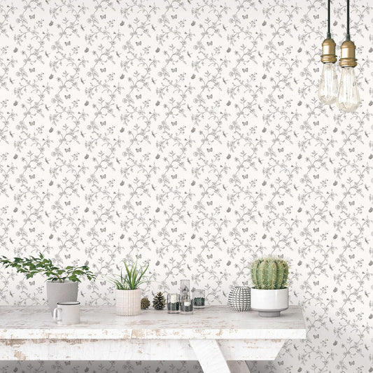 Miniatures 2 Trellis Butterfly Wallpaper - Charocal - Galerie - G67850Wallpaper199