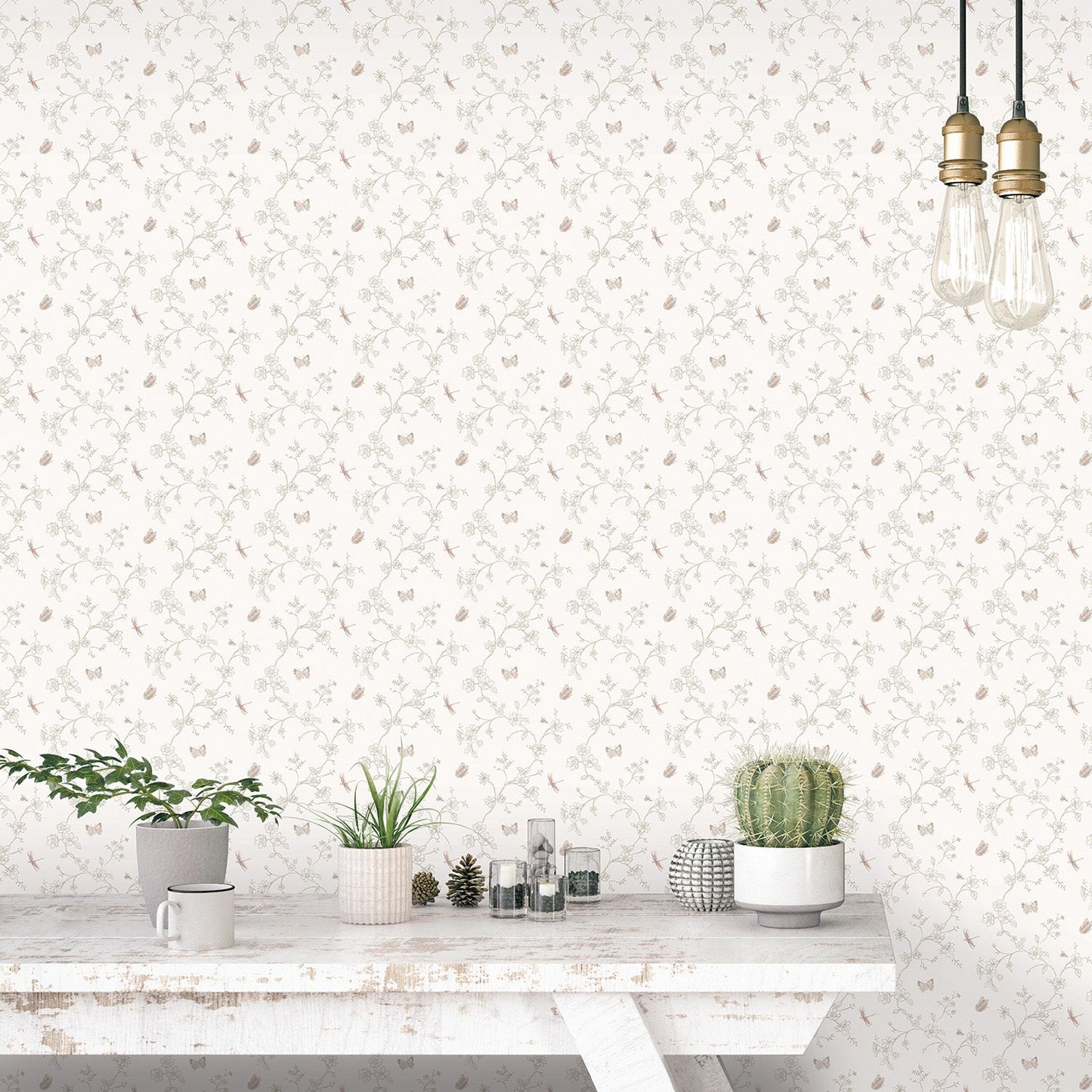 Miniatures 2 Trellis Butterfly Wallpaper - Taupe - Galerie - G67853Wallpaper199