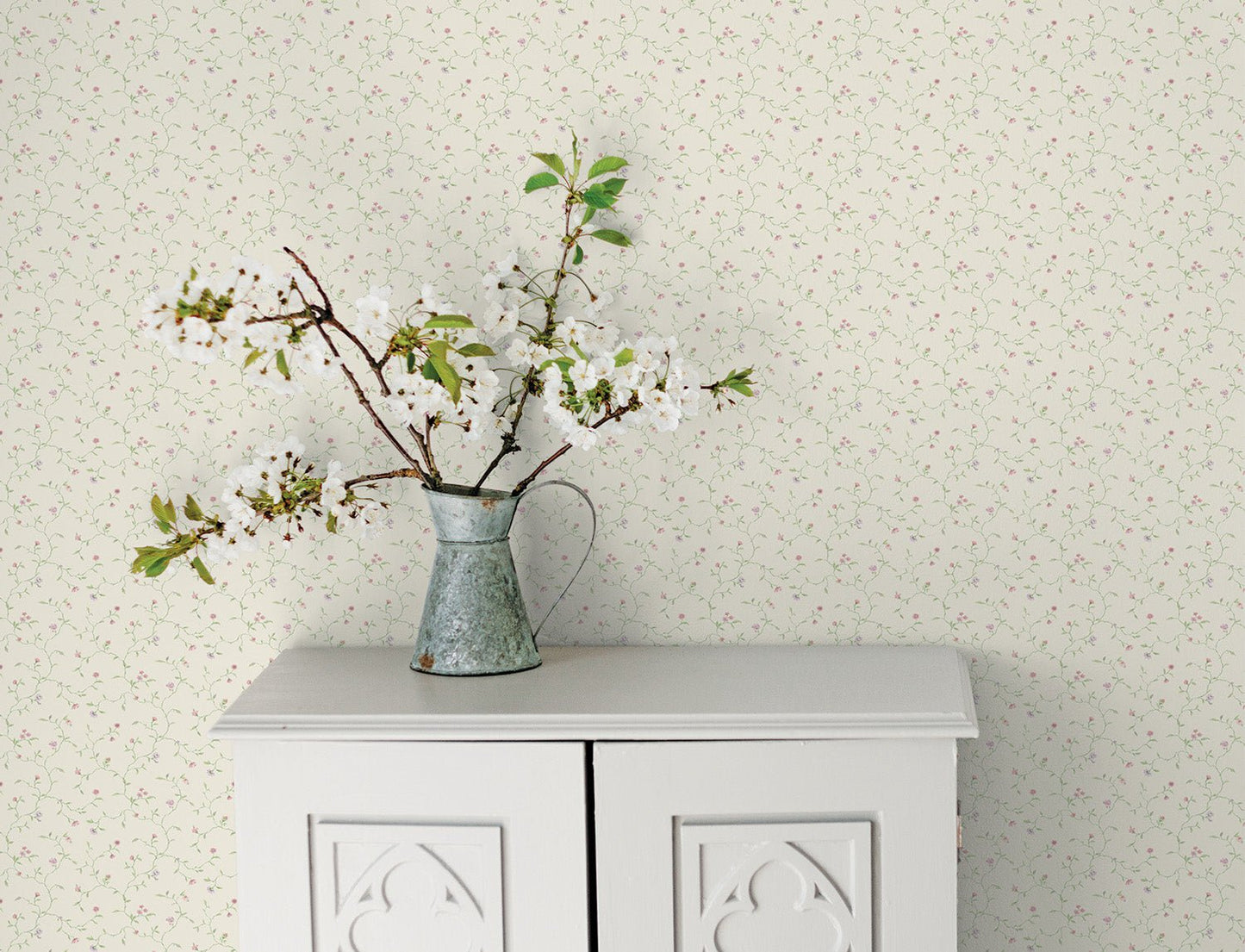 Miniatures 2 Trellis Vines Wallpaper - Lilac / Green / Cream - Galerie - G67922Wallpaper199