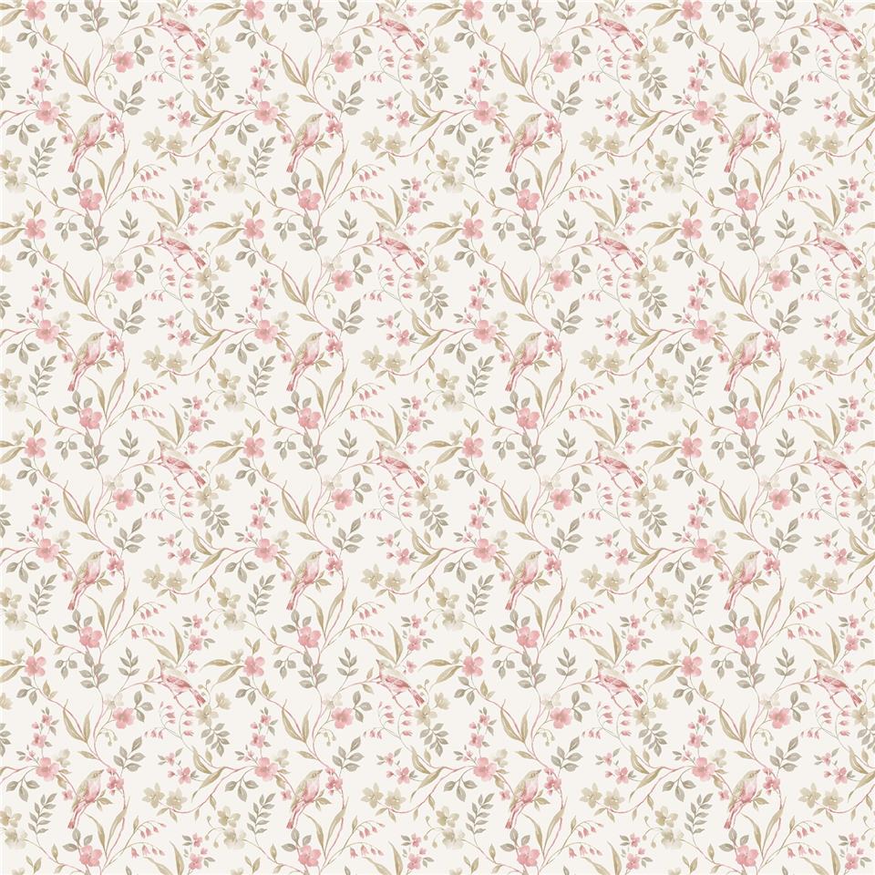 Miniatures 3 Garden Bird Wallpaper - Pink - Galerie - G68717Wallpaper199
