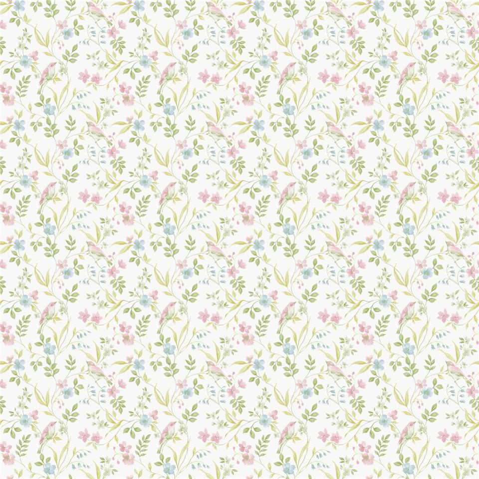 Miniatures 3 Garden Bird Wallpaper - Pink / Green - Galerie - G68716Wallpaper199