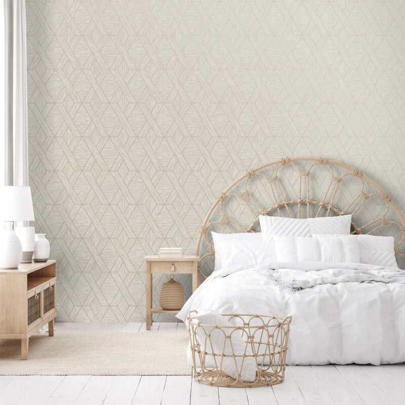 Miya Geometric Metallic Wallpaper - Natural - Fine Décor - FD43153Wallpaper199