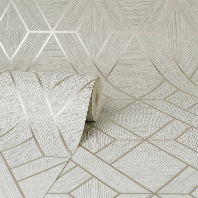 Miya Geometric Metallic Wallpaper - Natural - Fine Décor - FD43153Wallpaper199