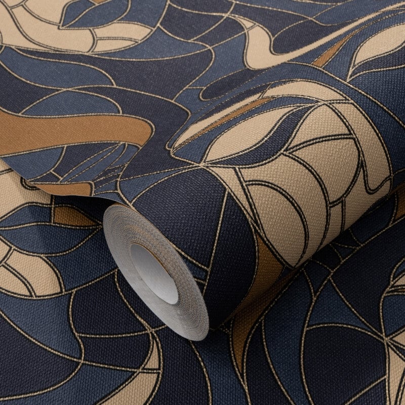 Moretta Mosaic Faces Metallic Wallpaper - Blue - Elle Decoration - 10458 - 08Wallpaper199