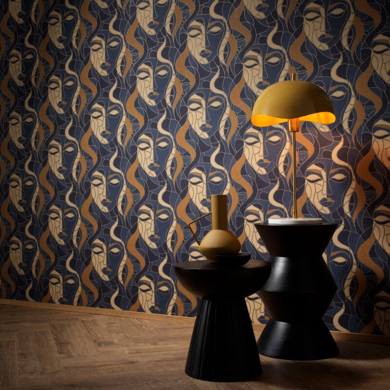 Moretta Mosaic Faces Metallic Wallpaper - Blue - Elle Decoration - 10458 - 08Wallpaper199