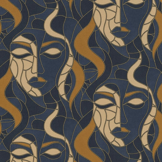 Moretta Mosaic Faces Metallic Wallpaper - Blue - Elle Decoration - 10458 - 08Wallpaper199
