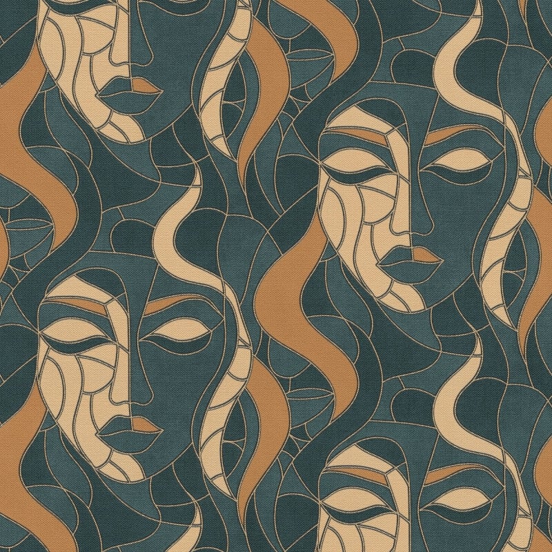 Moretta Mosaic Faces Metallic Wallpaper - Green - Elle Decoration - 10458 - 19Wallpaper199