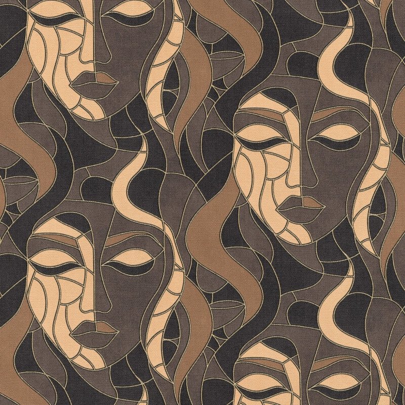Moretta Mosaic Faces Metallic Wallpaper - Taupe - Elle Decoration - 10458 - 37Wallpaper199